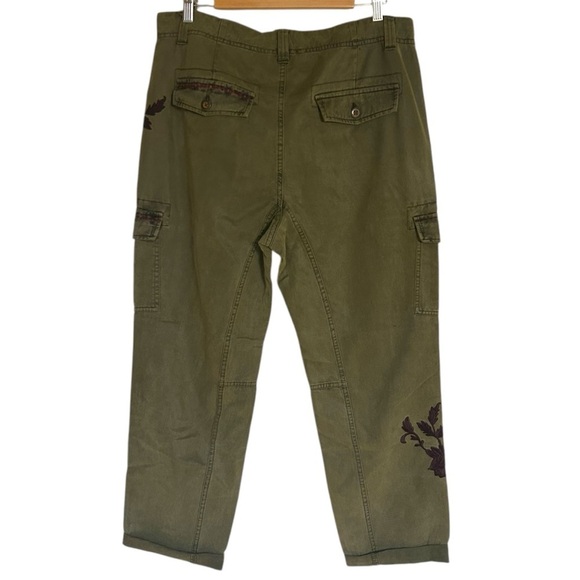 Sundance Olive Green Embroidered Cargo Pants Size 14 Boho Earthy - Picture 7 of 16